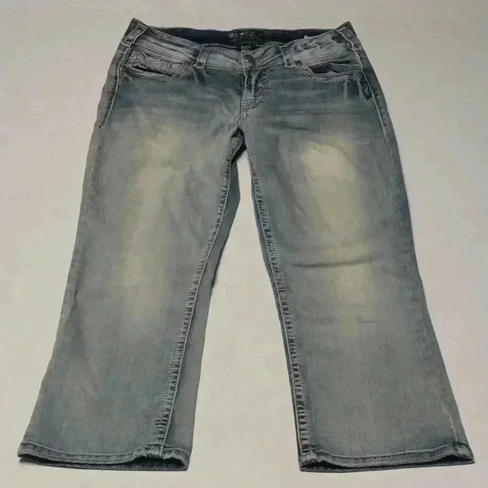 Silver Jeans Womens Size 31 Suki Mid Rise Capri Crop Medium Wash‎ Super …